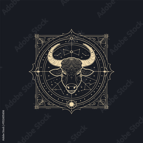 Buffalo taurus zodiac sign design vector template
