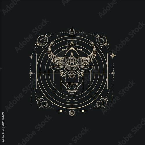 Buffalo taurus zodiac sign design vector template