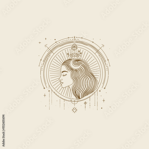 Virgo zodiac sign logo design template vector