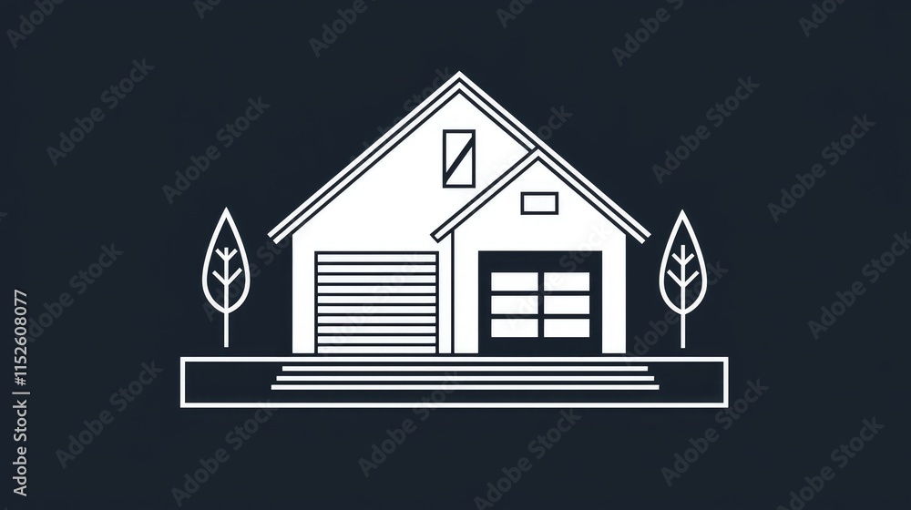 Modern House Design Minimalist Illustration Modern House Design Minimalist Illustration
