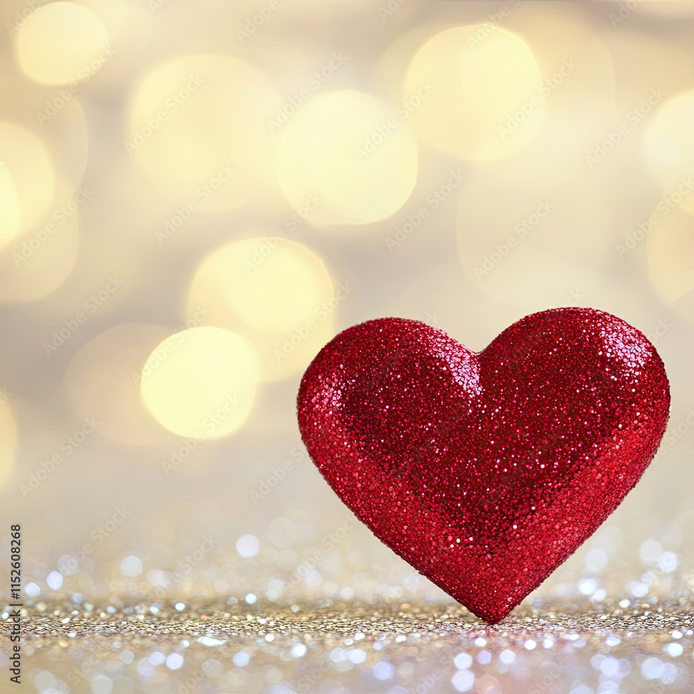 Fototapeta premium Red Glitter Heart Valentine's Day