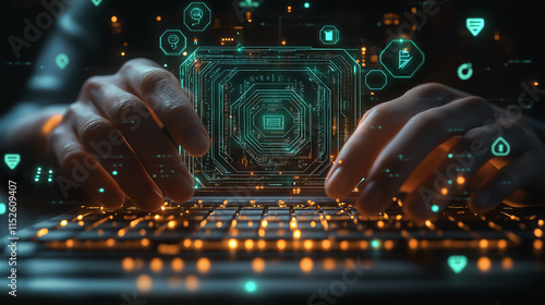 Futuristic Data Interaction with Holographic Interface and Digital Particles