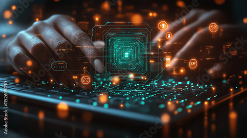 Futuristic Data Interaction with Holographic Interface and Digital Particles