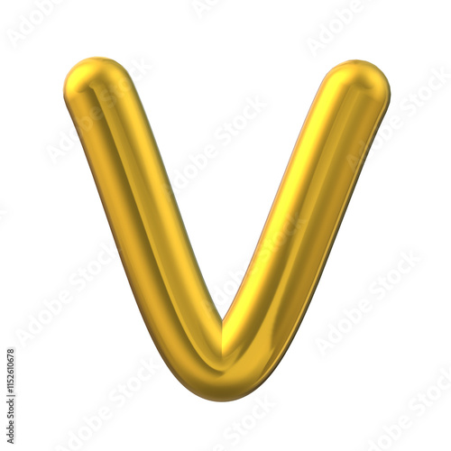 3D Gold Letter V Design