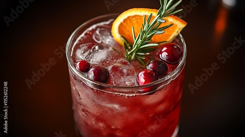 Wallpaper Mural A refreshing cocktail featuring cranberry juice, garnished with orange slices, whole cranberries, and a sprig of rosemary. Torontodigital.ca