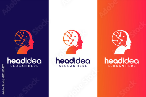 Head idea brain technology modern logo design