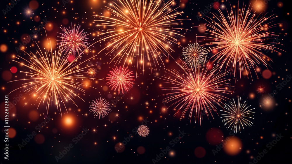 New Year Fireworks Celebration Display Illuminating Dark Night Sky Happy Background Illustration New Year Fireworks Celebration Display Illuminating Dark Night Sky Happy Background Illustration