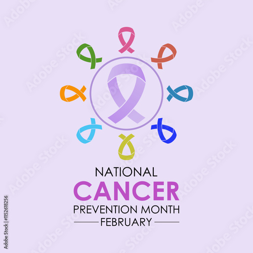 Vector illustration on the theme of National Cancer Prevention month observed each year during February. Design for banner, cards, prints, social media, poster, flyer and background design template.