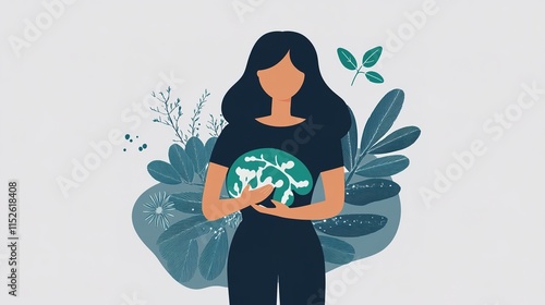Illustration of Sick Liver on Woman's Body Representing Hepatitis Concept