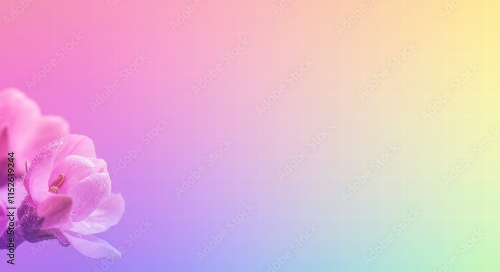 Pastel Dream: Delicate Pink Blossoms Against a Rainbow Gradient Pastel Dream: Delicate Pink Blossoms Against a Rainbow Gradient