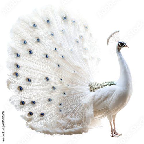 White peacock isolated on a transparent background. photo