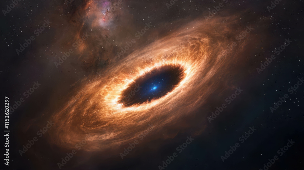Majestic View of a Supermassive Black Hole Surrounded by Cosmic Swirls and Stars Majestic View of a Supermassive Black Hole Surrounded by Cosmic Swirls and Stars