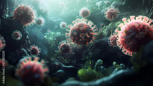 Wallpaper Mural Diving into the unique properties and survival mechanisms of archaea in extreme environments. Archaea. Illustration Torontodigital.ca