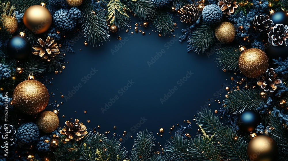 Festive Christmas and New Year Greeting Card with Realistic Yellow Accents Festive Christmas and New Year Greeting Card with Realistic Yellow Accents