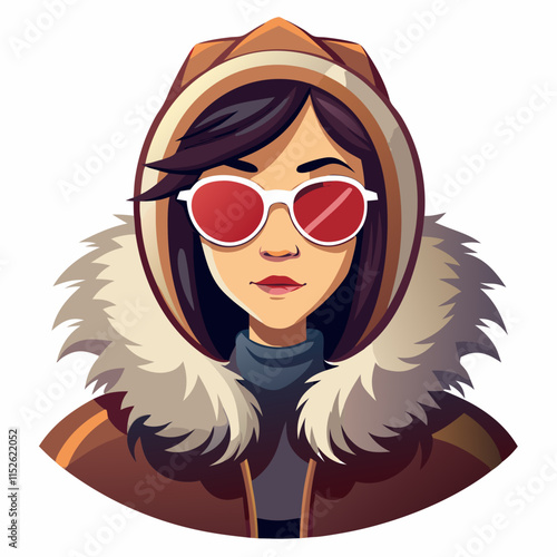 woman avatar in an Inuit parka-inspired design and sunglasses.