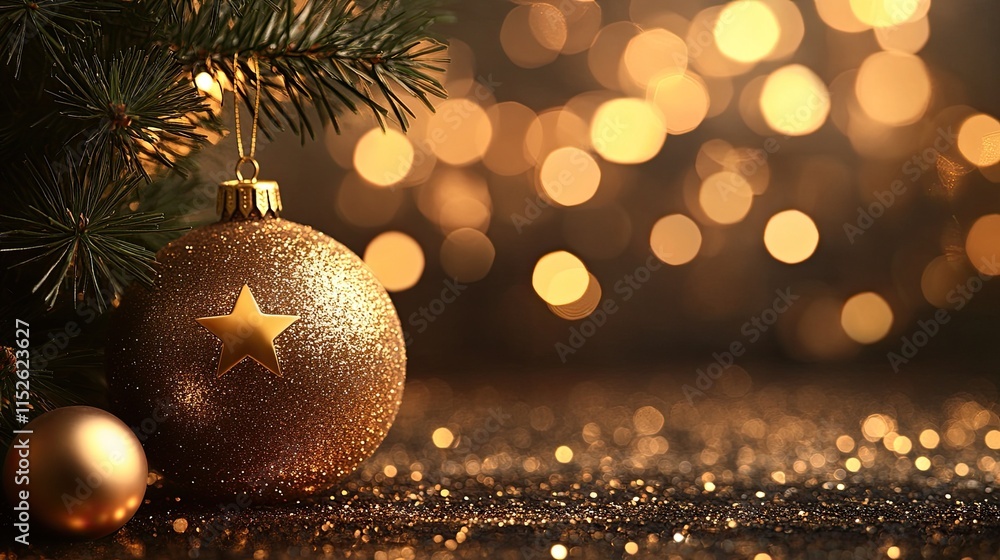 A festive and sophisticated ambiance is created for festivities and special occasions by the combination of golden lights and a star bokeh background. A festive and sophisticated ambiance is created for festivities and special occasions by the combination of golden lights and a star bokeh background.