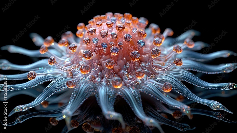 Obraz premium Detailed 3D Rendering of Viral Cells with Intricate Designs