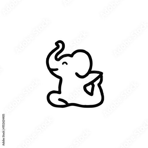 Happy dancing yoga elephant vector transparent background or grasslands wild jungle mammal animal pachyderm
