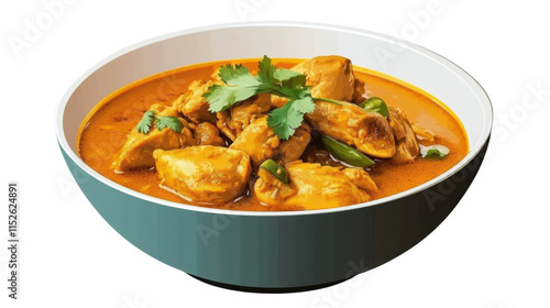 Bowl of chicken curry. isolated on transparent background.