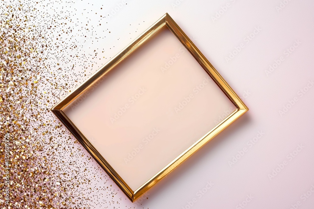 Fototapeta premium A gold frame with a white background
