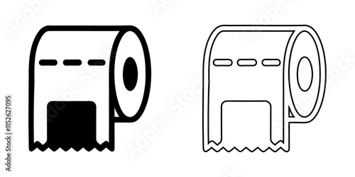 Silhouette outline style round soft toilet paper icon illustration vector symbol.