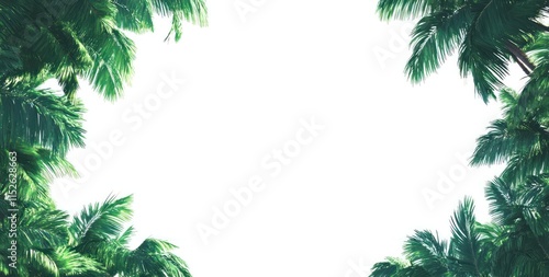 Wallpaper Mural Lush green palm leaves frame a white background, ideal for text or design elements. Torontodigital.ca