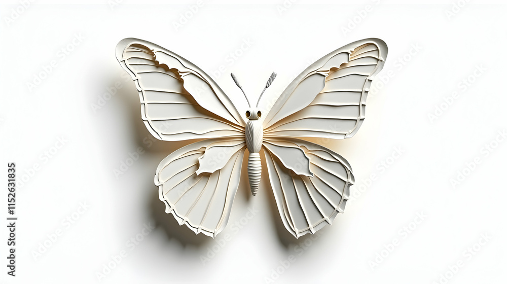 Elegant white paper butterfly art; intricate details, delicate wings, a serene and peaceful image. Perfect for nature lovers! Elegant white paper butterfly art; intricate details, delicate wings, a serene and peaceful image. Perfect for nature lovers!