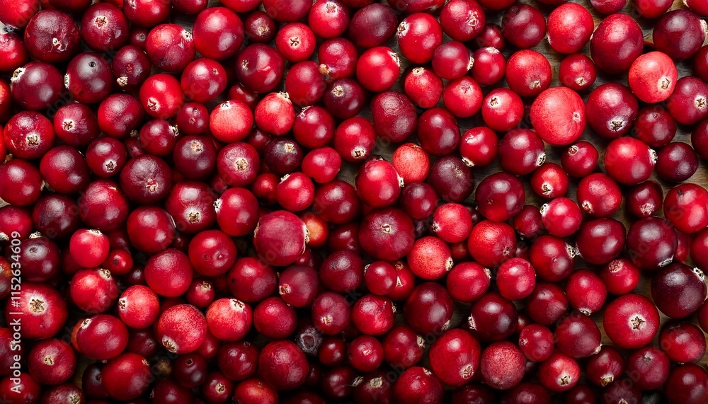 Flat Lay Top View of Bright Ripe Fragrant Red Cranberry Fruit as Background Flat Lay Top View of Bright Ripe Fragrant Red Cranberry Fruit as Background