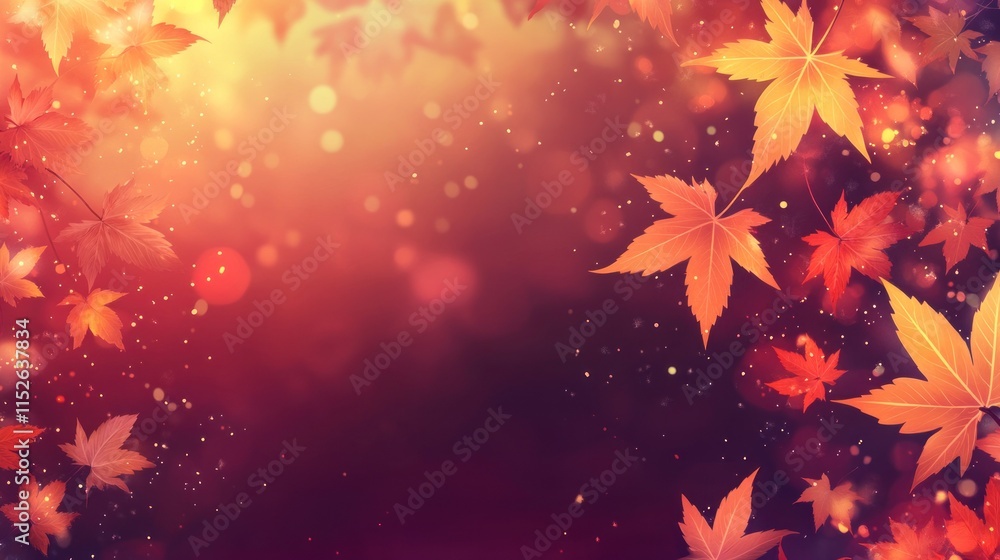Autumn leaves with bokeh lights background. Autumn leaves with bokeh lights background.