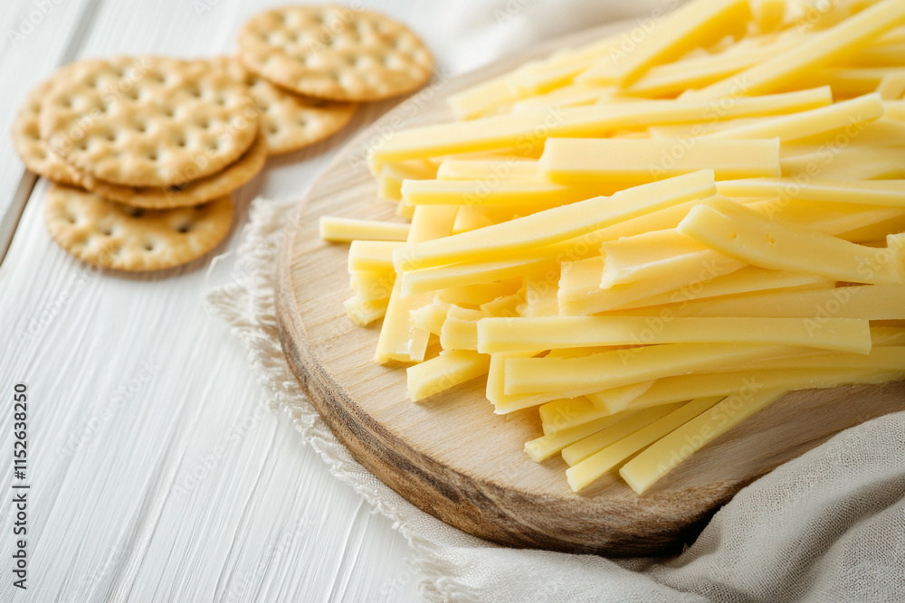 Golden Cheese Sticks with a Wooden Background Golden Cheese Sticks with a Wooden Background