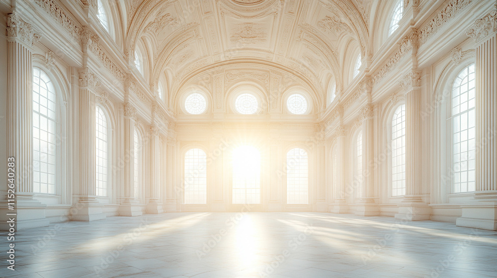 luxurious White Palace Marble interior with grand colonnades illuminated by sunlight casting dramatic backlight, creating a contrast between order and chaos in the elegant space luxurious White Palace Marble interior with grand colonnades illuminated by sunlight casting dramatic backlight, creating a contrast between order and chaos in the elegant space