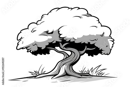 Bold Tree Illustration Coloring Page for Kids photo