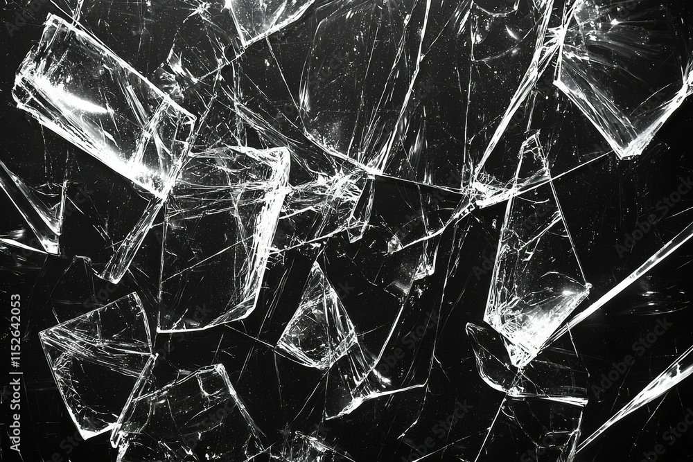 A black and white photo of shattered glass A black and white photo of shattered glass