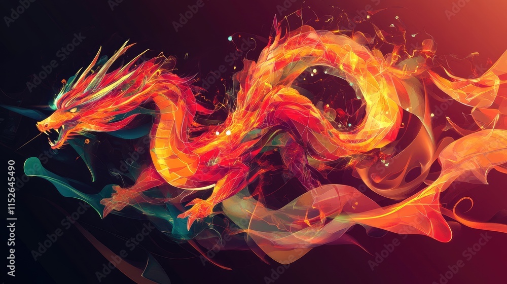 Fiery Dragon Digital Art: An Enchanting Blaze of Color and Myth Fiery Dragon Digital Art: An Enchanting Blaze of Color and Myth