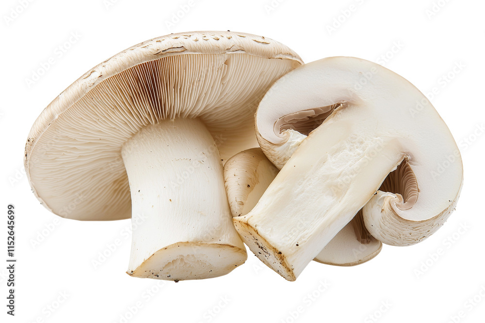 A white mushroom with a brown stem A white mushroom with a brown stem