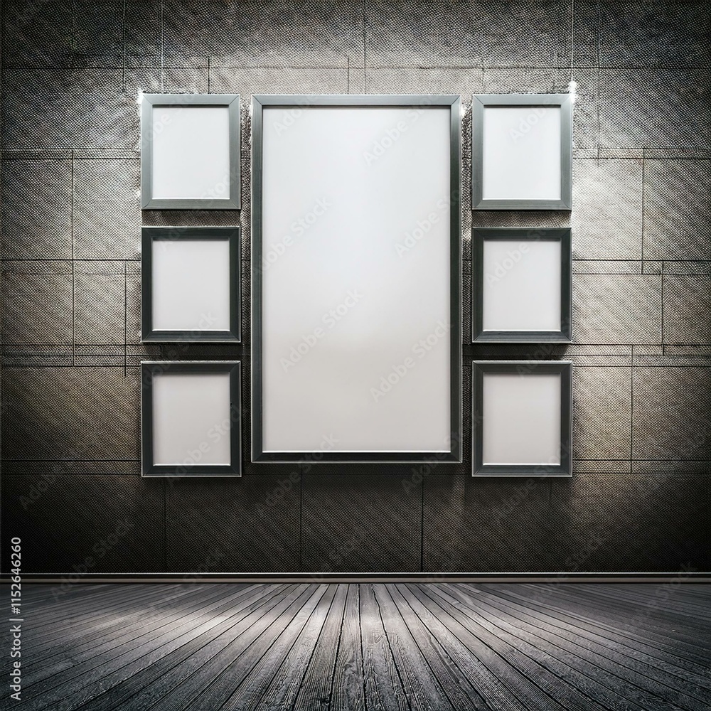 Modern gallery with empty poster - Empty room with a wall Modern gallery with empty poster - Empty room with a wall