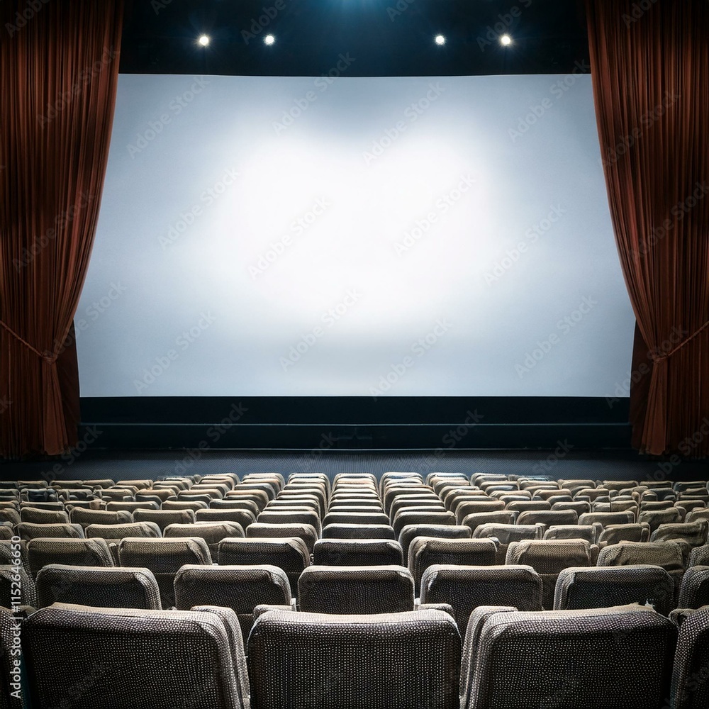 Fototapeta premium Blank cinema screen - Empty cinema auditorium with screen