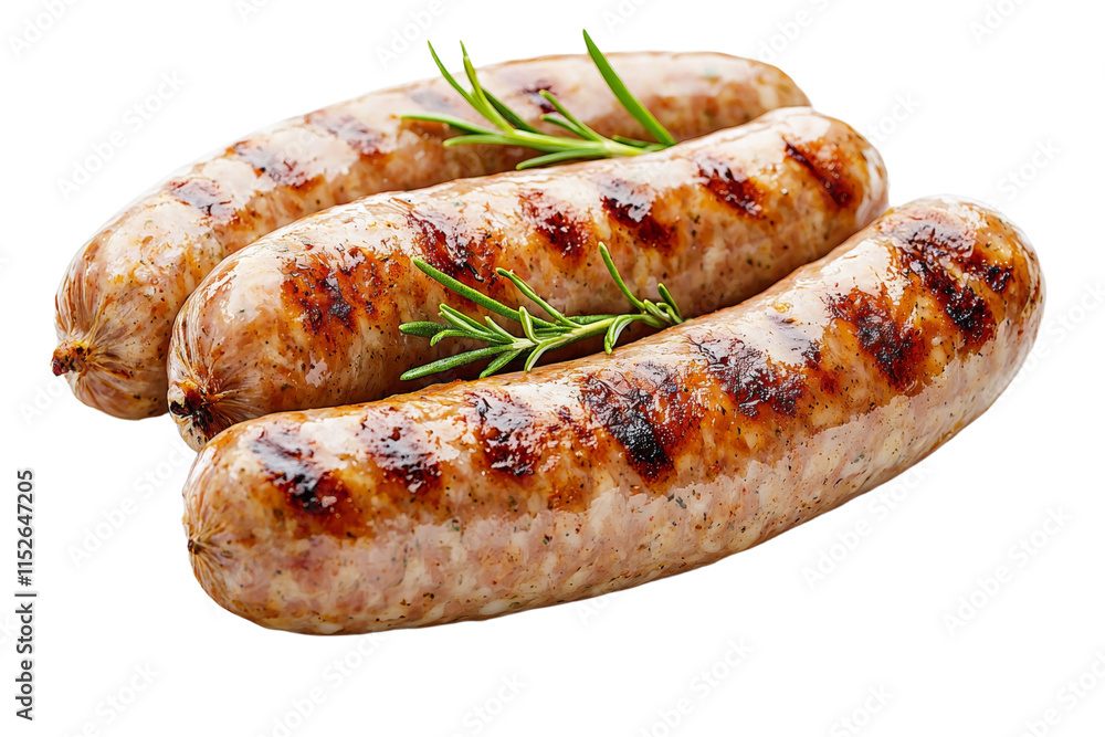 Three hot dogs with a sprig of rosemary on top Three hot dogs with a sprig of rosemary on top