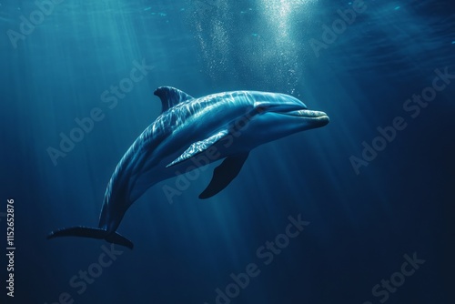 Wallpaper Mural Graceful Dolphin Swims Through Ocean Depths Sunlight Beams Torontodigital.ca