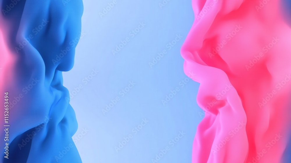 Abstract Flowing Drapes in Vibrant Blue and Pink Gradient Colors Abstract Flowing Drapes in Vibrant Blue and Pink Gradient Colors