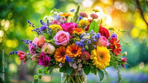 Vibrant Mixed Flowers Bouquet, branches, garden, branches, garden, flowers, nature, greenery, blooms, floral, flower