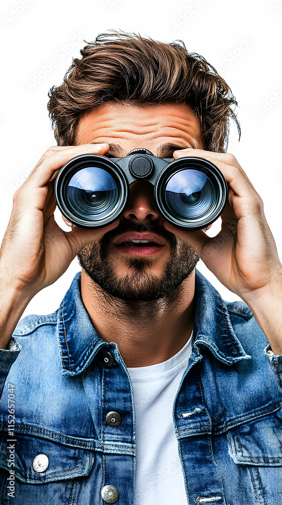 Man Using Binoculars Photo Man Using Binoculars Photo