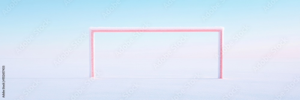 Frosty Goalpost in Serene Winter Landscape Surreal Calm and Quiet Dedication Frosty Goalpost in Serene Winter Landscape Surreal Calm and Quiet Dedication