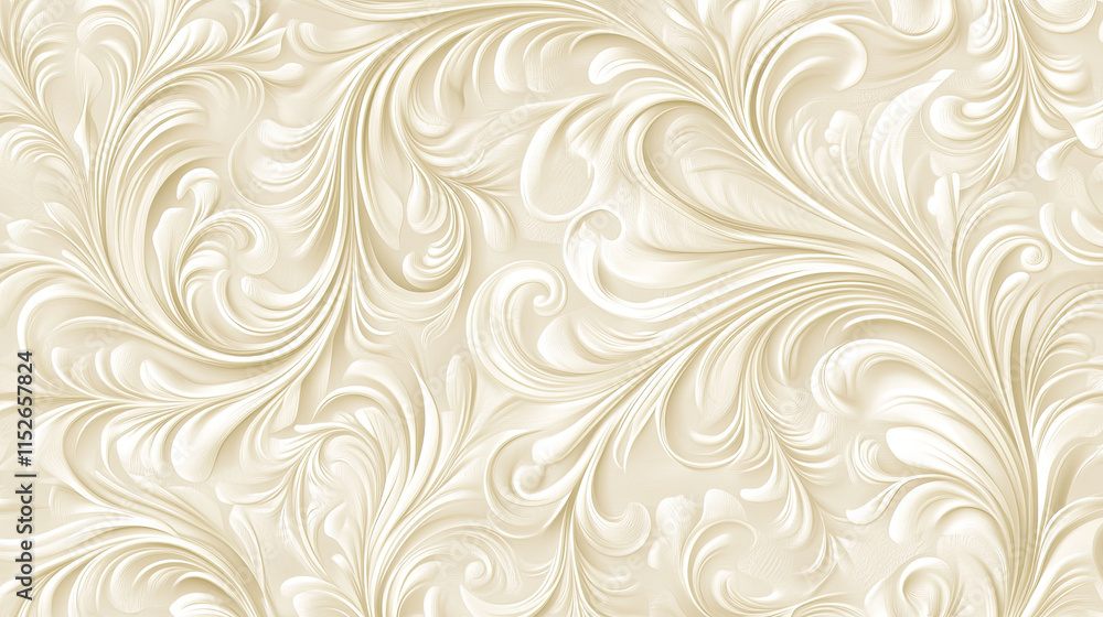 Elegant cream colored seamless pattern with intricate swirls and curves Elegant cream colored seamless pattern with intricate swirls and curves