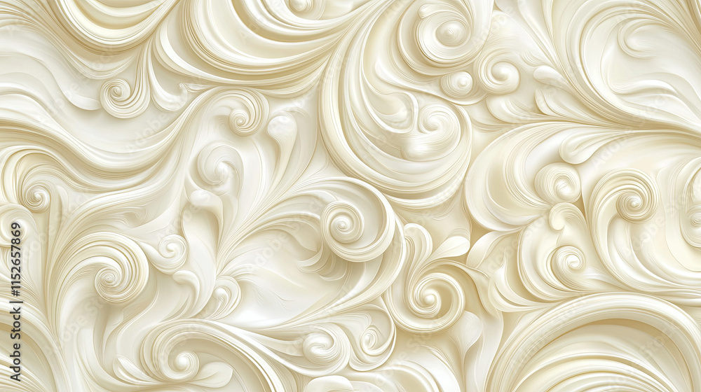 Elegant cream colored seamless texture with intricate swirls and patterns Elegant cream colored seamless texture with intricate swirls and patterns