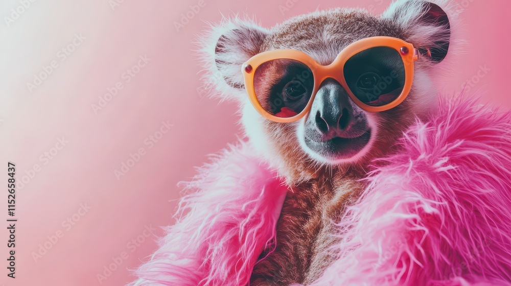Stylish Koala Wearing Sunglasses and Fur Jacket Stylish Koala Wearing Sunglasses and Fur Jacket