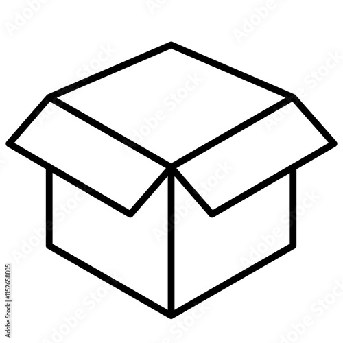 Cardboard Box Icon, Black And White Outline Icon Symbol