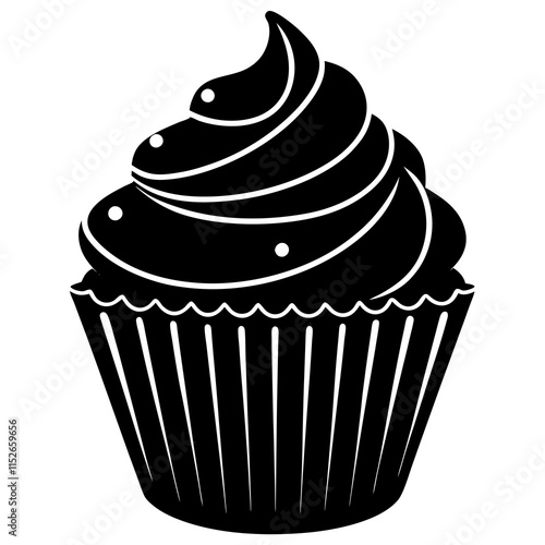 cupcake vector silhouette on white background