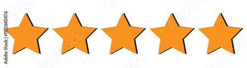 5 Star rating, customer review with gold stars flat vector icons for apps and websites. set of stars isolated on white background. Star icon. Stars in modern simple flat style vector