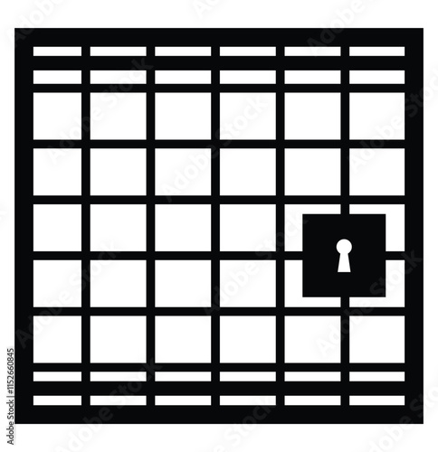 Prisoner icon. Jail Solid icon. Criminal jail icon isolated on white background. Jail vector icon. Vector illustrator.